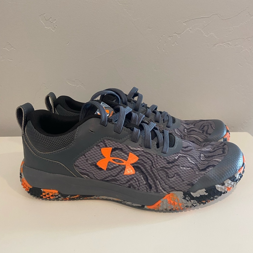 Under Armour Gray with Orange Logo Training Sneakers